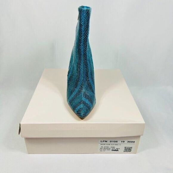 NWT/NIB JustFab Blaine Womens Blue Snake Heeled Ankle Boot 4" Stiletto Size 7.5 - Picture 4 of 5